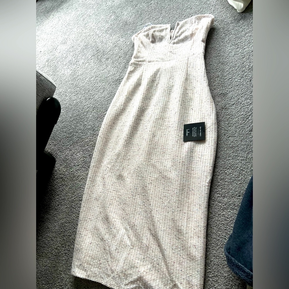 Ivory textured strapless dress